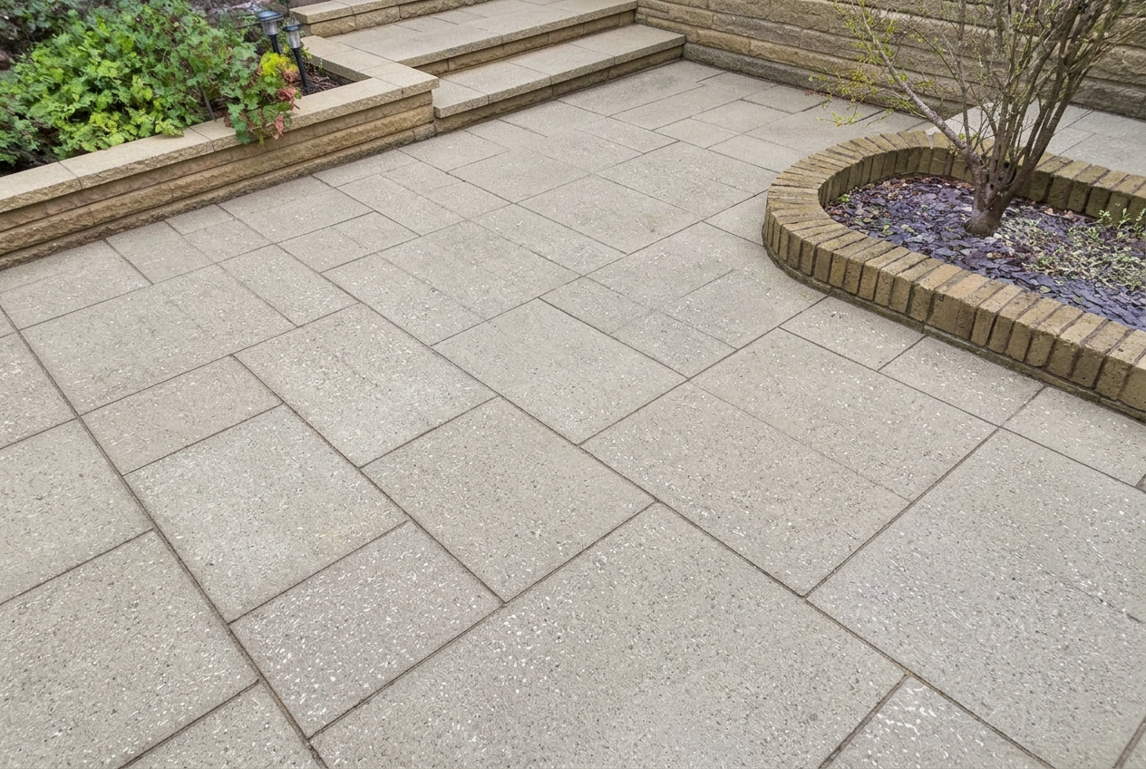 Terrasse en dalles propre après nettoyage et traitement Dalep 2100