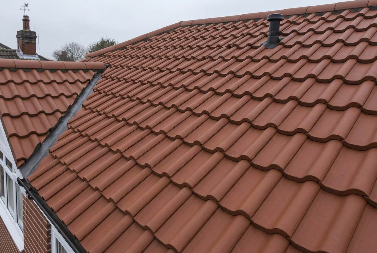 Toiture en tuiles propre après démoussage et traitement Dalep 2100